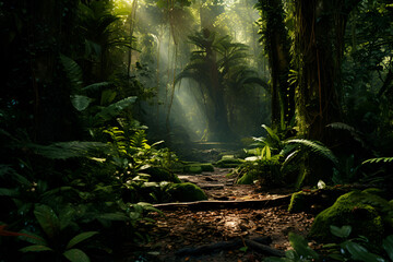 A Jungle Trail Deep in the Amazon 