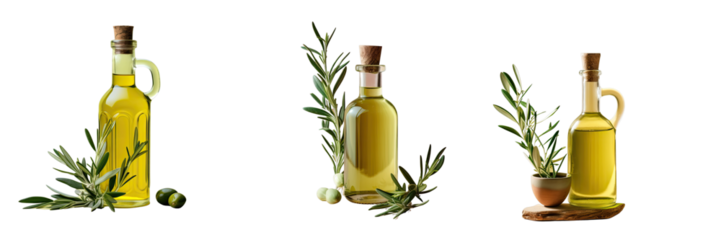 Png Set Handcrafted tarragon infused olive oil in a transparent background