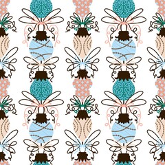 Cartoon winter toys seamless Christmas tree balls pattern for wrapping paper and fabrics and kids clothes print