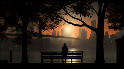 alone in a park portait, this design was generated by an artificial intelligence	