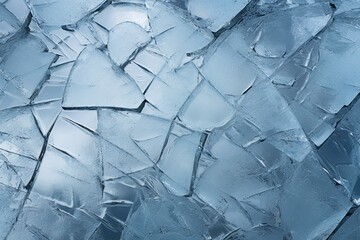 Aerial view of frozen formations in Finland. Cracked ice captured from above. Generative AI