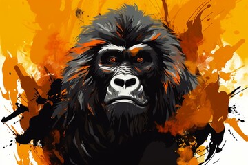 PNG gorilla design elements for digital art and web usage. Generative AI