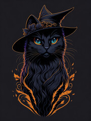cat black halloween vector logo 