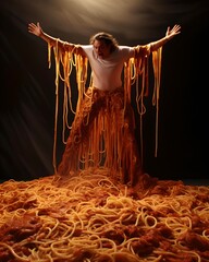 Spaghetti Comedy: A Whimsical Tango - obrazy, fototapety, plakaty