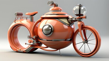 Fototapeta premium Retro Ride: The Imaginary Bicycle Teapot