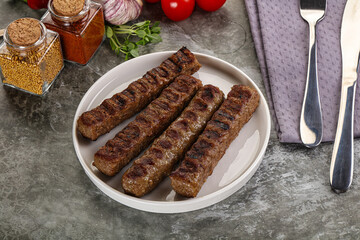 Grilled beef kebab minced meat