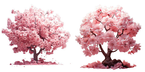 Png Set Isolated cherry blossom tree on a transparent background