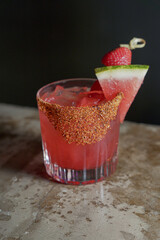 Delicious watermelon and mezcal mixology drink Mexican style
