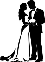 Fototapeta premium Vector silhouette of bride and groom