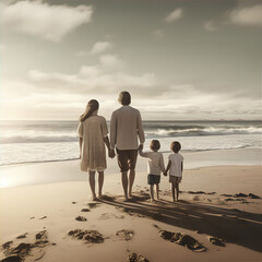 couple walking on the beach, this design was generated by an artificial intelligence	