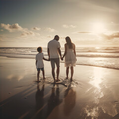 couple walking on the beach, this design was generated by an artificial intelligence	