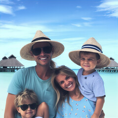 portrait of a family on the beach, this design was generated by an artificial intelligence	