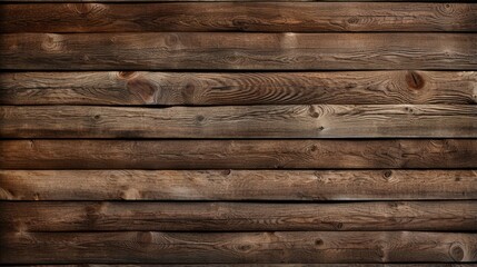 Obraz premium Wooden log wall with rich brown texture.