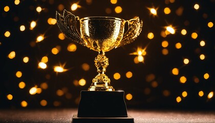 Winner trophy gleaming with sparks against a vibrant sparks background, representing triumph and success