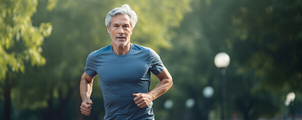 Middle Aged Man Jogging Outdoors