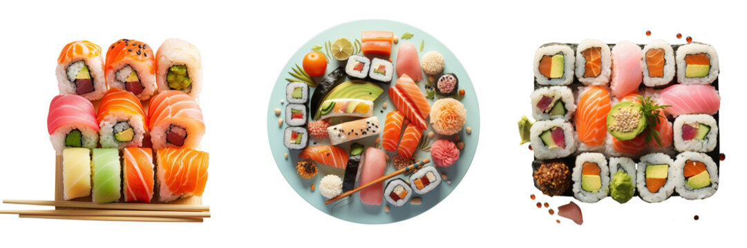 Png Set Raw fish and eating utensils transparent background