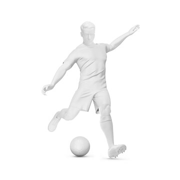 A Blank image of Men's Full Soccer Kit in Action Mockup - Crew Neck - Half Side View isolated on a white background