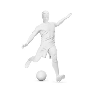 A Blank image of Men's Full Soccer Kit in Action Mockup - Open Stub - Half Side View isolated on a white background