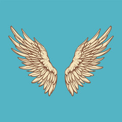 Obraz premium Vector Wings Icon. Vintage Angel Wings Icon, Design Template, Clipart. Cupid, Angel or Bird Wings. Vector illustration