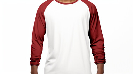 raglan red shirt on a white background for design