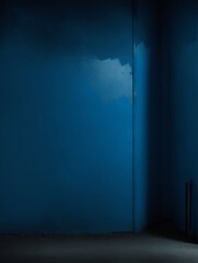 A room with a blue wall