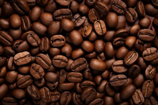 Aromatic Brown coffee beans. Seed cafe texture. Generate Ai