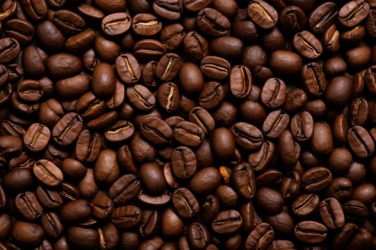 Robust Brown coffee beans. Seed cafe texture. Generate Ai