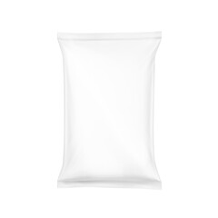 Blank clear pillow bag mockup. Front view. Vector illustration isolated on white background. Perfect to create your final pack shot. EPS10.	