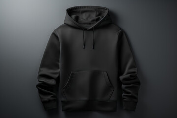 Solid black hoodie mockup for design. Blank with space for text or print, copy space - Powered by Adobe
