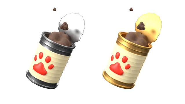 PNG 3d Icon Pet Life, pet food in a can, cartoon style