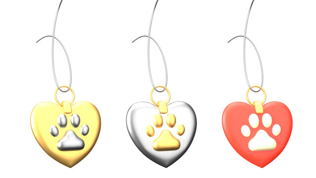 PNG 3d Icon Pet Life, heart shaped pet pendant, cartoon style