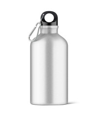 Hight realistic small aluminum bottle mockup isolated on white background. Ready for your custom design. Vector illustration. EPS10.