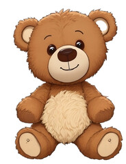 Cute smiling teddy bear, isolate on wite, without background 