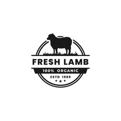 Fresh Lamb Logo or Fresh Lamb Label Vector Isolated. Best Fresh Lamb logo or label for product packaging design, print design, or Fresh Lamb design element.
