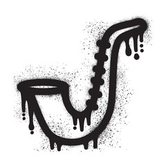 Saxophone graffiti with black spray paint