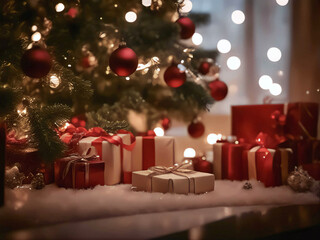Fototapeta na wymiar Festive Christmas Trees with Gifts