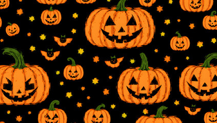 Halloween Pumpkin Pattern, Autumn, October, Wallpaper