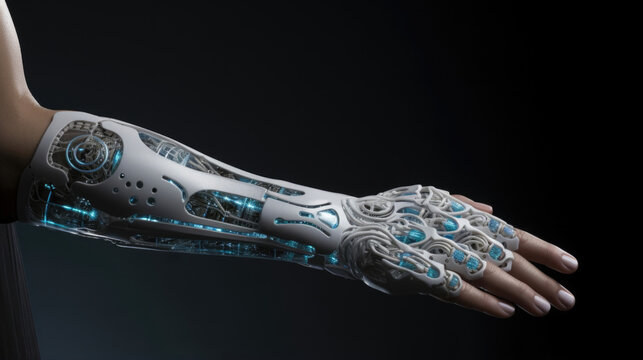 The medical professionals arms boast cybernetic enhancements with intricate circuitry, allowing them to perform precise surgical procedures with ease.