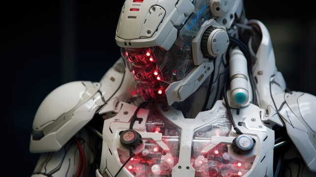 Numerous syringelike ports decorate the CyberMedics cybernetic suit, each containing specialized medications and antidotes to treat a wide range of injuries and ailments.