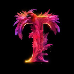 Neon Pink Magpie Font - Letter T #2