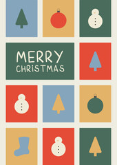 CHRISTMAS VECTOR CARD. Christmas template. Corporate Christmas card and invitation. Cute and Minimalist style