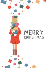 CHRISTMAS CARD. Christmas template. Corporate Christmas card and invitation. Minimalist style transparent background