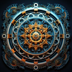 A clock that has gears and gears on it. Generative AI.