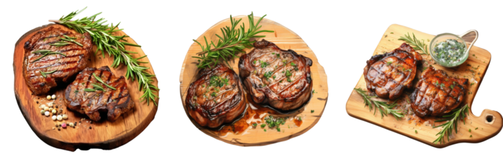 Png Set Grilled meat with chives on a transparent background