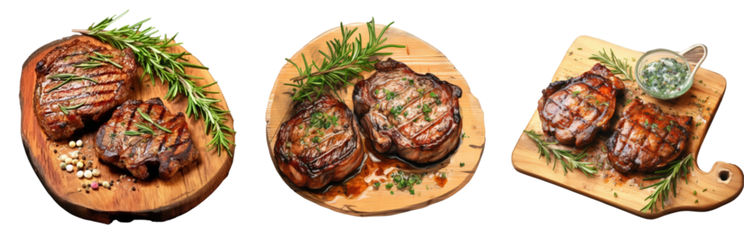 Png Set Grilled meat with chives on a transparent background