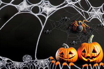 Halloween type background with 2 pumpkins and a dark and spooky scene.