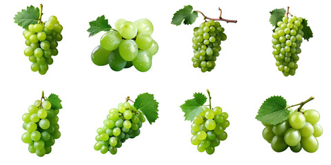 Png Set Green grape alone on a transparent background