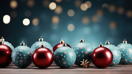 Obraz premium Christmas Background with Bokeh, Minimalist, Copy space, Festive Celebration Decoration. Generative AI