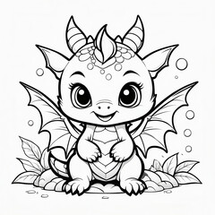 Unlock the Dragon's World: Embark on a 3D Coloring Adventure with a Baby Dragon in Black & White