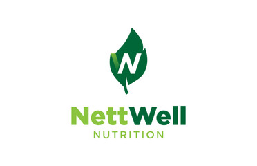 Letter NW logo with leaf icon shape fit for supplement logo business brand design concept